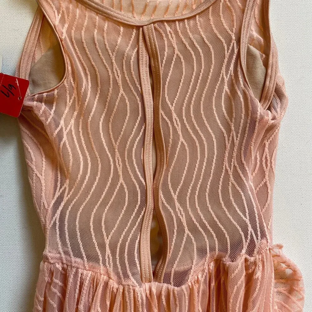 NWT Body Wrappers Peach Sleeveless Leotard Dress Girls 6X-7